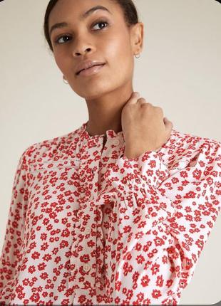Блуза рубашка с вискозы в цветочный принт1 фото