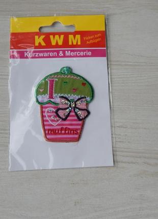 Термоаплікація латка нашивка kwm німеччина тістечко з паєтками1 фото