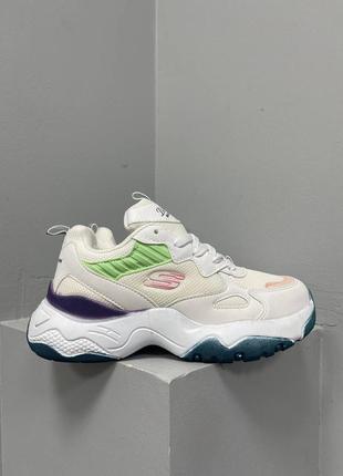 Кросівки жіночі skechers white green violet/ кроссовки женские скечерс7 фото