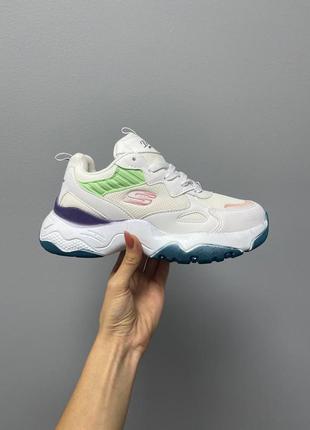 Кросівки жіночі skechers white green violet/ кроссовки женские скечерс1 фото