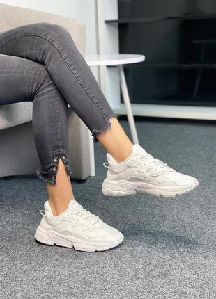 Кросівки унісекс adidas ozweego adiprene full white / жіночі кросівки адідас узвиго білі4 фото