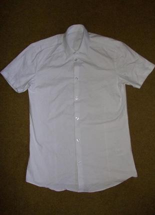 Сорочка біла белая рубашка з коротким рукавом на 15-16 років ріст 170-176 см