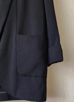 Пиджак,жакет,блейзер.черный базовый удлиненный без пуговиц.8 фото