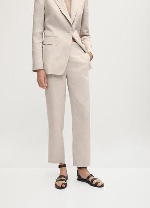 Брюки льняные прямого кроя massimo dutti 40р.-42р.1 фото