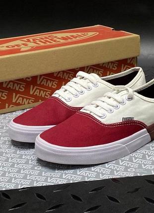 Кеди vans білі з червоним4 фото