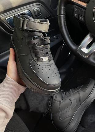 Nike air force 1 hight black чорні кросівки найк форс унісекс жіночі чоловічі розміри черные кроссовки мужские и женские