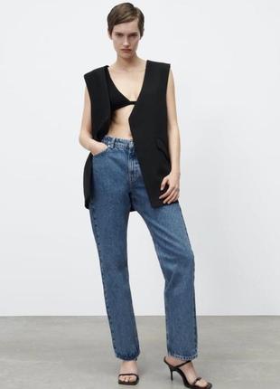 Zara джинсы со средней посадкой, прямые штаны свободного кроя, брюки