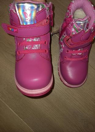 Теплі черевики дитячі для дівчинки осінь зима розові3 фото