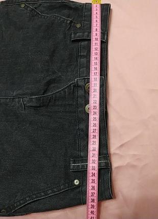 Сіра чорна спідниця   джинс котон, з карманами, з розрізом спереді5 фото