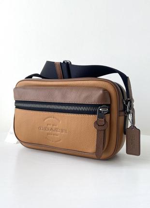 Coach мужская кожаная брендовая сумочка кроссбоди сумка коуч коач оригинал подарок мужу парню1 фото