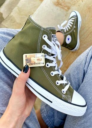 Жіночі кеди converse chuck taylor all star high dark green/ женские кеды конверсы