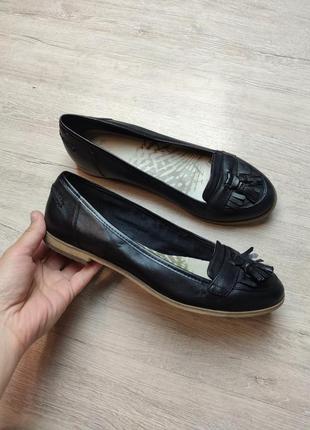 Кожанные балетки мокасиры , туфли, стелька 24,5/ш.5