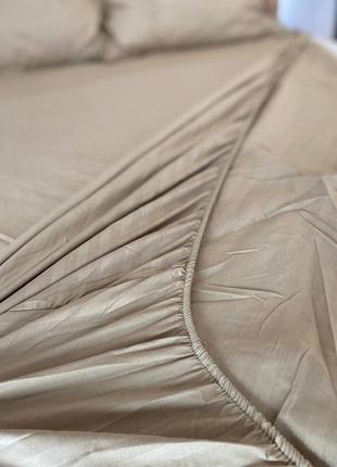 Комплект постельного белья однотонное тм "сolorful home" простынь на резинке страйп-сатин