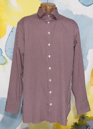 Екслюзивна бавовняна класична сорочка в дрібну клітку pink shirtmaker london