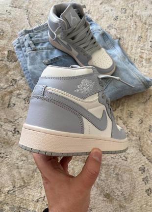 Кроссовки air jordan 1 retro ivory aluminium blue4 фото