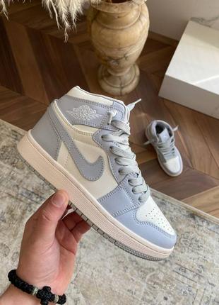 Кроссовки air jordan 1 retro ivory aluminium blue1 фото