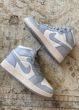 Кроссовки air jordan 1 retro ivory aluminium blue5 фото