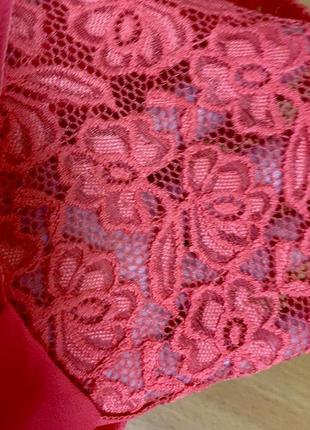 Итальянская блуза шифон коралл тюльпан вставки кружева, 3 (2860m)5 фото
