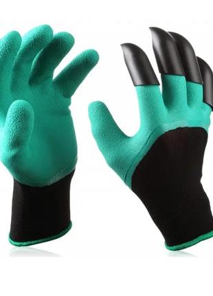 Гумові водонепроникні рукавички з пластиковими кігтями для саду та городу2 фото