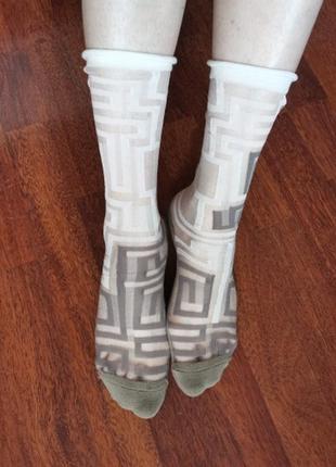 Шкарпетки прозорі носки с принтом копроновые4 фото