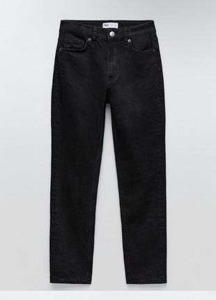 Чёрные джинсы с высокой посадкой прямые slim zara7 фото
