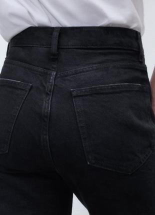 Чёрные джинсы с высокой посадкой прямые slim zara6 фото