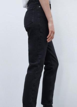 Чёрные джинсы с высокой посадкой прямые slim zara3 фото