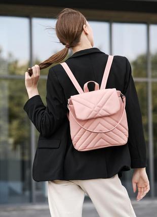 Стильний рожевий молодіжний рюкзак-сумка для школи1 фото