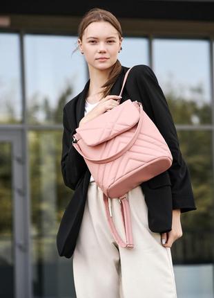 Стильний рожевий молодіжний рюкзак-сумка для школи6 фото