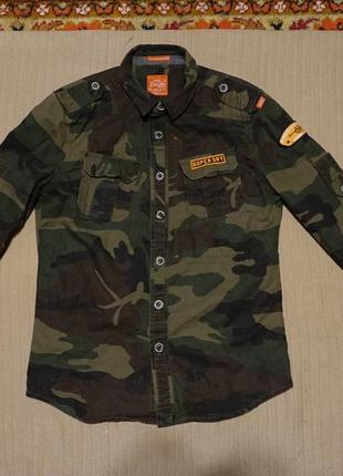 Фирменная х/б рубашечная курка - камуфляжка superdry vinrage англия.  m