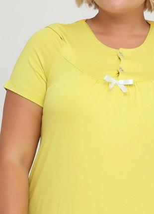 Нічна сорочка radda однотонна жовта домашня трикотаж, бавовна 70023 фото