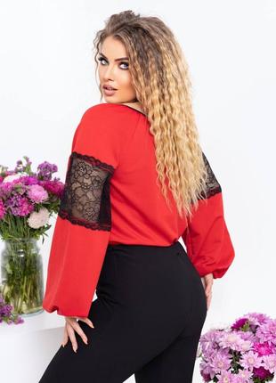 Блузка со вставками кружева и пышными рукавами