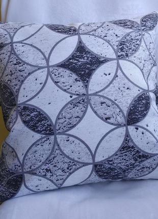 Декоративна наволочка 45*45  з сірим мармуровим візерунком з цупкої тканини