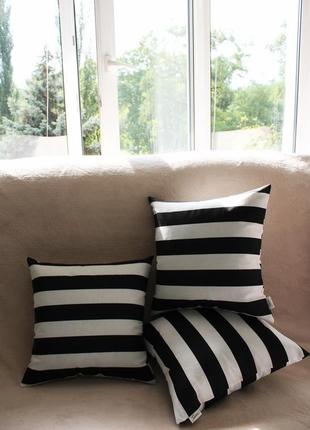 Декоративна подушка геометрія, подушка чорно-біла смужка 38х38см, подарунок на новосілля5 фото