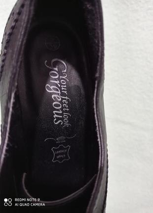 1  натуральные кожанные черные туфли оксфорды на высоком устойчивом каблуке кожа шкіра5 фото