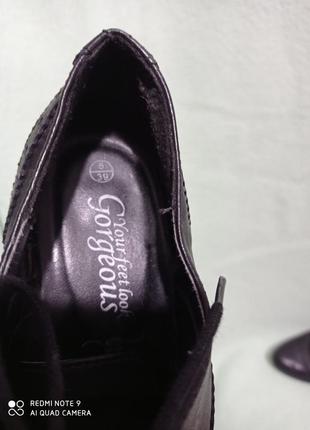 1  натуральные кожанные черные туфли оксфорды на высоком устойчивом каблуке кожа шкіра2 фото