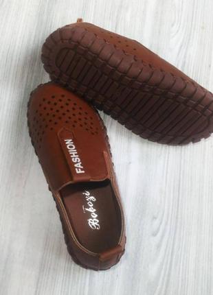 Туфли детские дышащие pu-кожа fashion коричневые10 фото