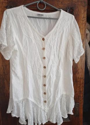 Нежная блуза в ретро стиле кружево вишиванка