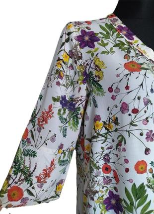 Натуральна блуза блузка сорочка в квіти рослинний принт віскоза преміум peter hahn р.465 фото