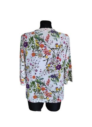 Натуральна блуза блузка сорочка в квіти рослинний принт віскоза преміум peter hahn р.468 фото