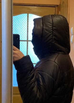 Чёрное зимнее пальто в пол8 фото