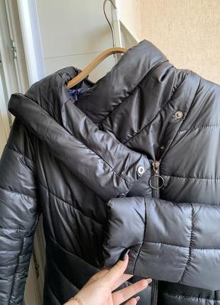 Чёрное зимнее пальто в пол3 фото