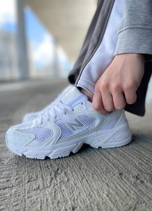 New balance 530 white nb базові білі кросівки баланс з сіточкою весна літо осінь жіночі чоловічі белые кроссовки с сеточкой унисекс