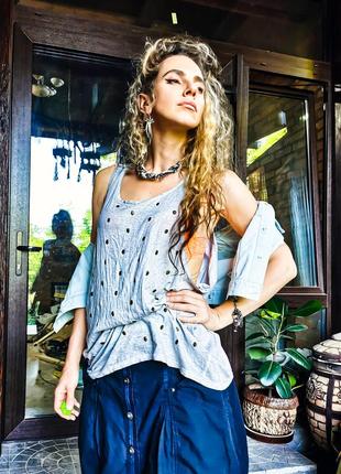 Майка с черепами трикотажная коттон хлопок борцовка оверсайз atmosphere