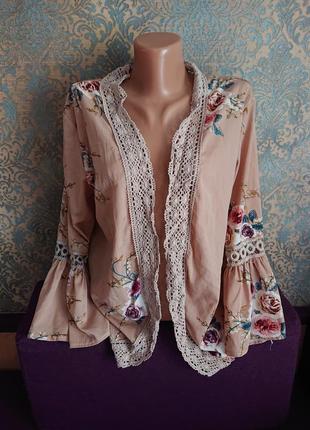 Красивая женская блуза накидка расклешонный рукав кардиган блузка р.46/48/504 фото