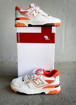 New balance 550 varsity orange яскраві жвночі кросівки баланс білі помаранчеві трендова модель женские яркие оранжевые белые кроссовки