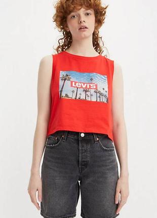 Фирменная укороченая футболка майка топ levis, размер xs