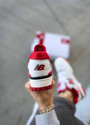 New balance 550 white/red трендові кросівки жіночі чоловічі розміри червоно білі женские мужские кроссовки белые красные белансы4 фото