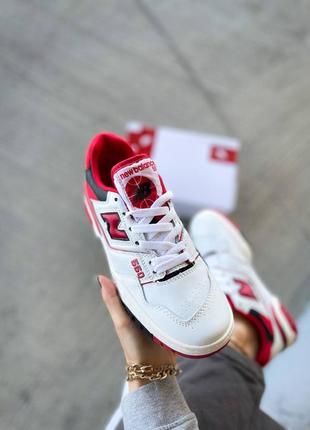 New balance 550 white/red трендові кросівки жіночі чоловічі розміри червоно білі женские мужские кроссовки белые красные белансы3 фото