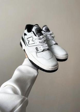 New balance 550 white black трендові кросівки беланс чорно білі жіночі чоловічі розміри черно белые кроссовки женские мужские размеры3 фото